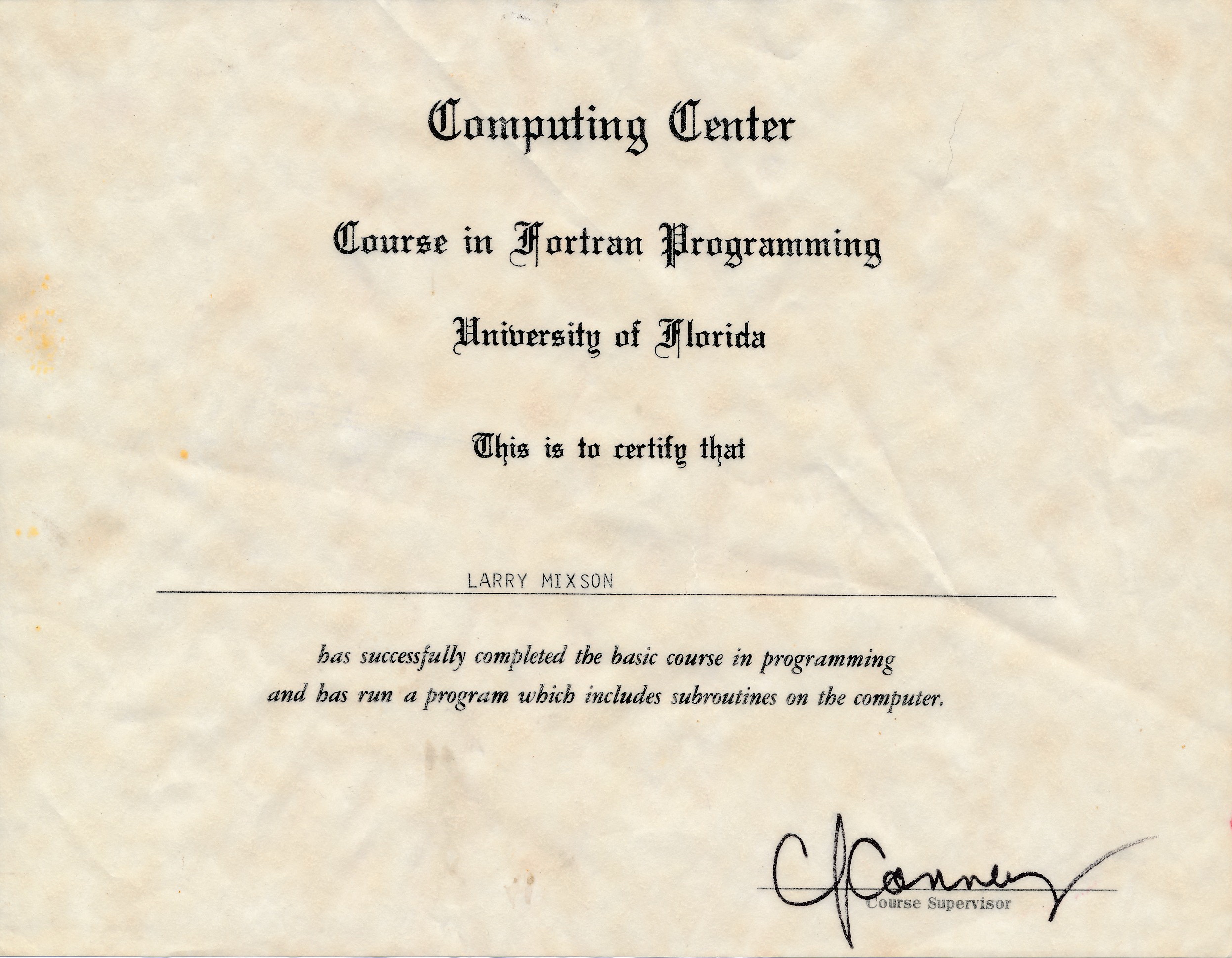 Fortran Certificate