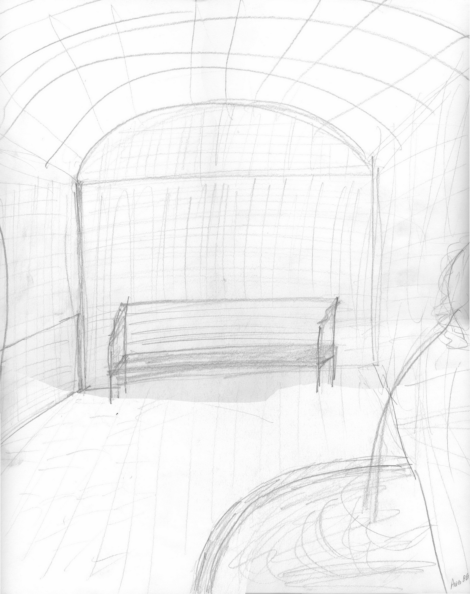 Covered Bench, Dumbarton Oaks - 1988<br>This has a story which one day I will tell