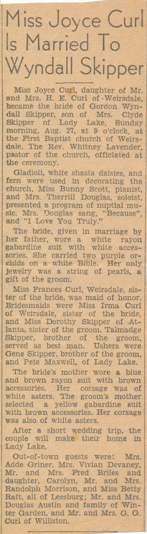 Joyce & Wyndall Wedding Anouncement