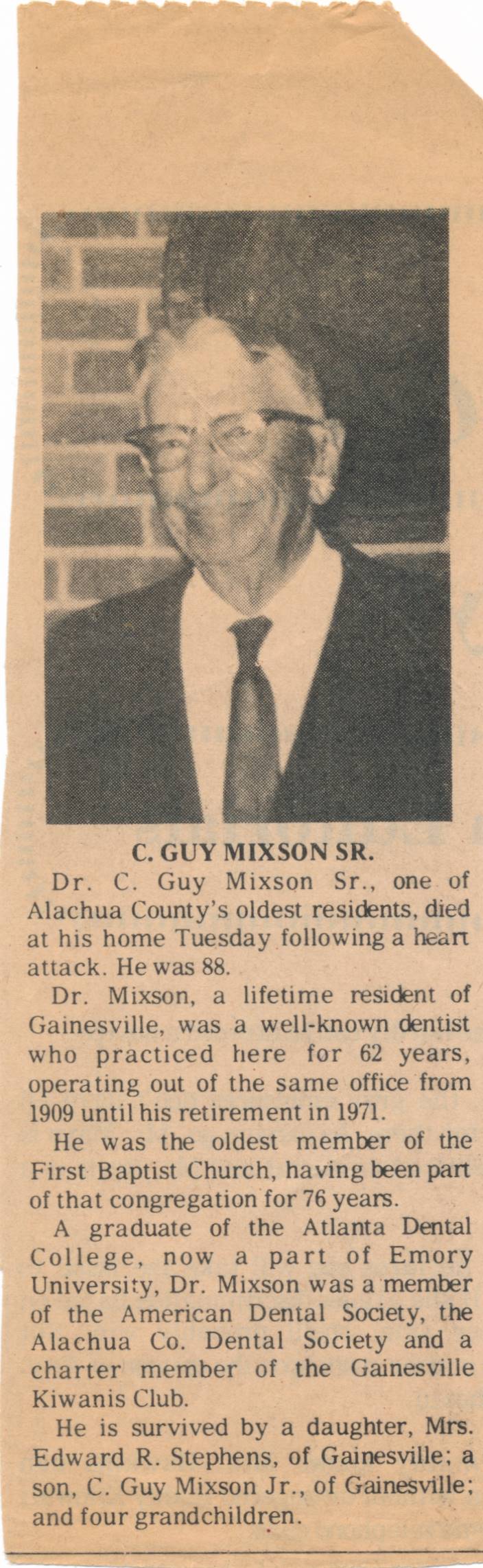 Charles Guy Mixson Obit