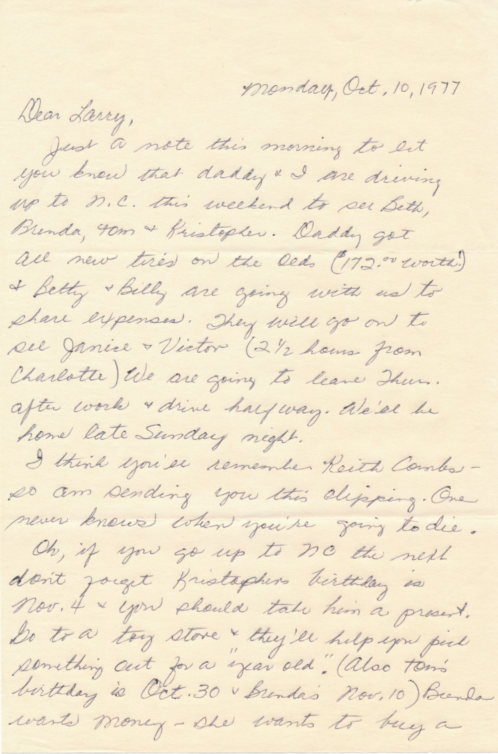 Letter from mom