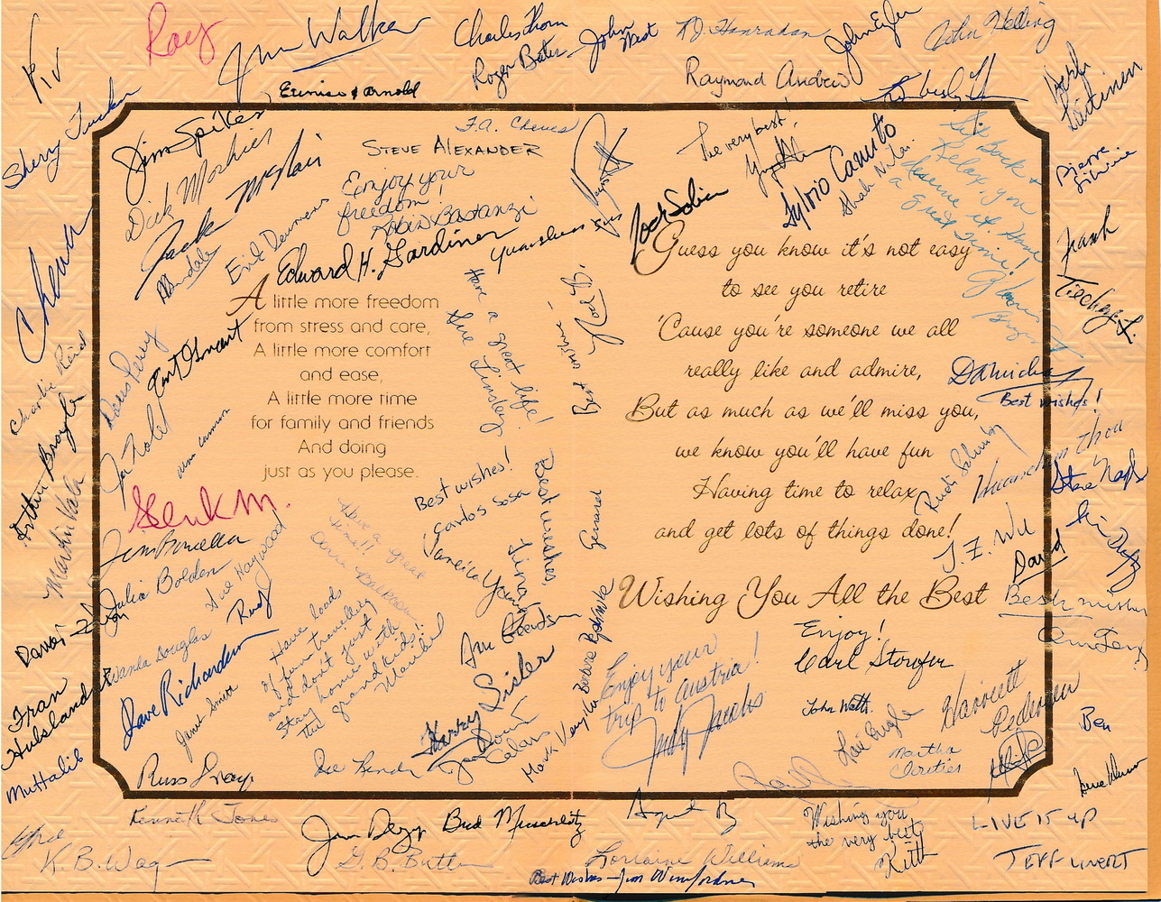 Retirment Card signatures